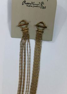 Party Wear Golden Long Earrings