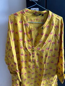 Yellow Printed Kurta