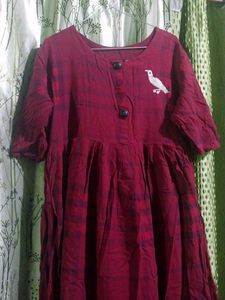Maroon Kurta with Bird Embroidery