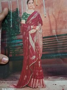Beautiful Mahroon Festival Saree
