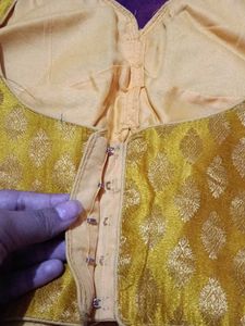 Beautiful Yellow Brocade Blouse