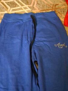 Blue Lounge Pants with "Angel" Detail