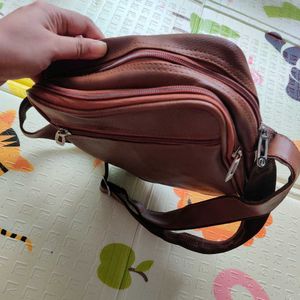 Men Brown Faux Leather Crossbody Bag