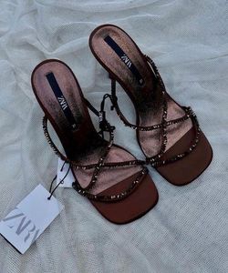 Zara beaded strappy heels
