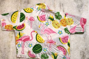 blurry Hawaiian Flamingo Fruit Print Shirt