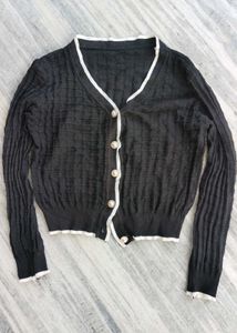 Black Button-Up Knit Cardigan