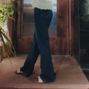 High-Waisted Boot cut Jeans with Slit