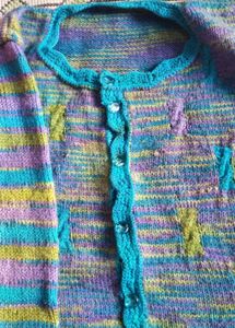 Hand Knitted Multi-Color PlusSize Women's Cardigan