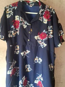 Floral Print Button-Up Gown