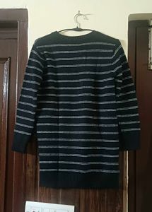 Striped Knit Sweater with Embellishments