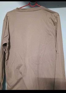 Beige Long Sleeve V-Neck Top