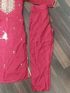 Stunning Red Embroidered Kurta Set
