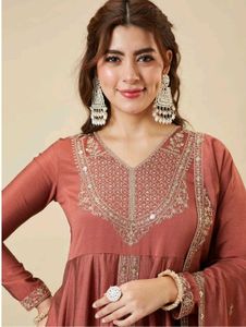 Colors of earth flared Anarkali Set