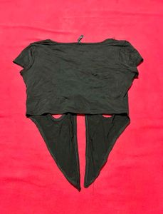 Black Tie-Front Crop Top