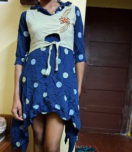 Boho Polka Dot Kurta with Embellishment
