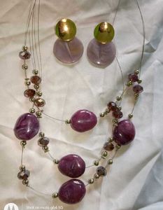 Boho Layered Beaded purple stone Necklace