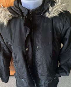 Fur Trim Black Winter Coat