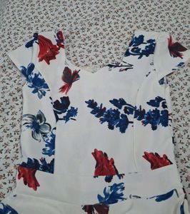 Floral Print Lace Back Dress