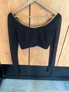New smocked back Long Sleeve Crop Top/ blouse