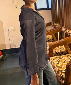 Stylish denim shirt with Corset Detail