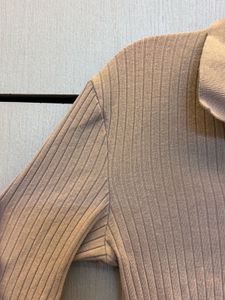 ZARA Ribbed Polo Neck Long Sleeve Top