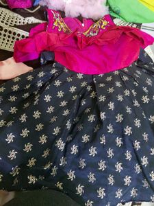 Designer Pink & Navy Lehenga Choli Set