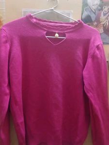 Pink Knit Top with Pearl Detail