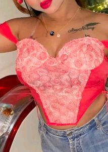 pink floral corset
