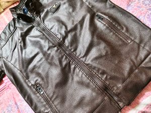 Men's Brown Faux Leather Jacket