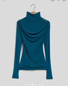 Savana Teal Turtleneck Mesh Top