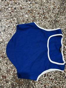 Blue Tank Top with White Trim
