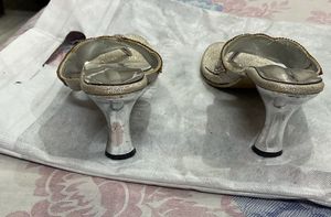 Silver pearl heels
