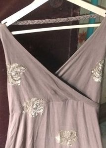 Embroidered Wrap Dress