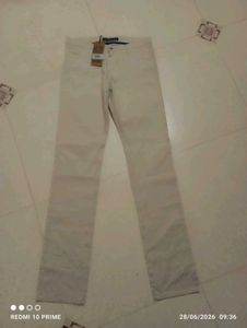 Cream Colored Slim Fit Trousers