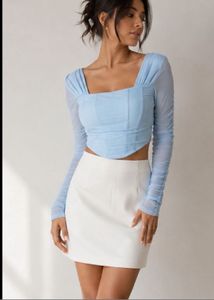 Chic Blue Mesh Corset Top