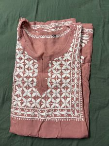 chikankari pink kurti short