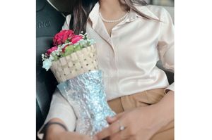 Satin Classic Collared Button-Up Shirt