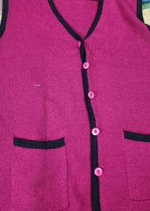 Pink Knit Vest with Pockets
