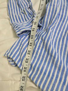 y2k Blue Striped Button-Up Shirt