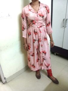 Stylish Pink Floral Kurta Set