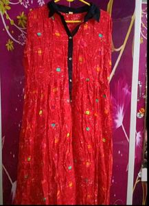 Stylish Red Printed Midi Dress