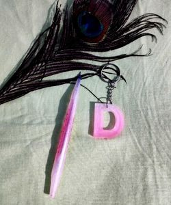 Cute Pink Letter D Keychain