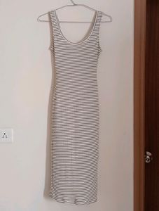 Bershka Bodycon Black And White Stripes Stretchy Dress