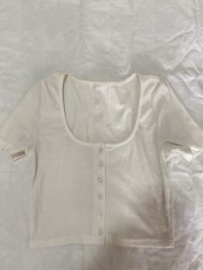 White Button-Up Crop Top