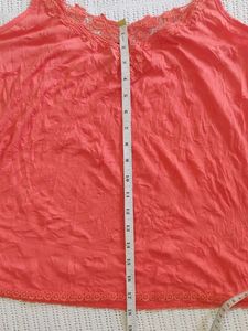 Coral Lace Trim Camisole Top