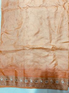 Peach Silk Saree with Delicate work &amp; Matchi