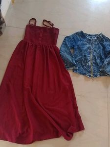 Long Frock,With Jeans Coat