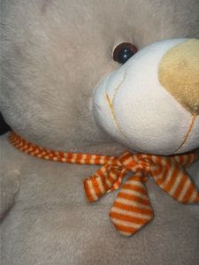 Large Cream Teddy Bear with Orange Bow 🎀