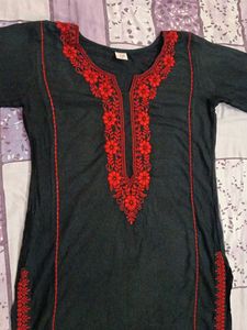 Embroidered Black Kurta