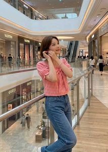 Cute Pink Gingham Bow Top